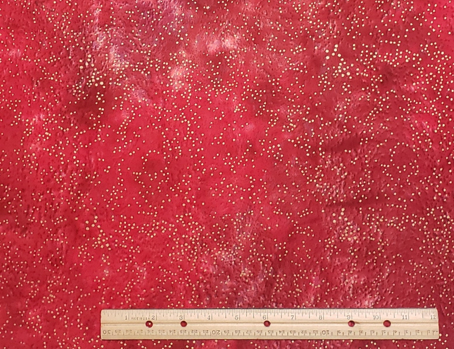 EOB - BATIK - Red / Purple Tonal Fabric with Gold Metallic Speckles
