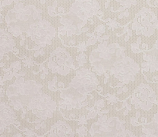 Textile Arts & Film - TAF - Soft White Fabric / Pale Pink and Ecru "Lace" Print