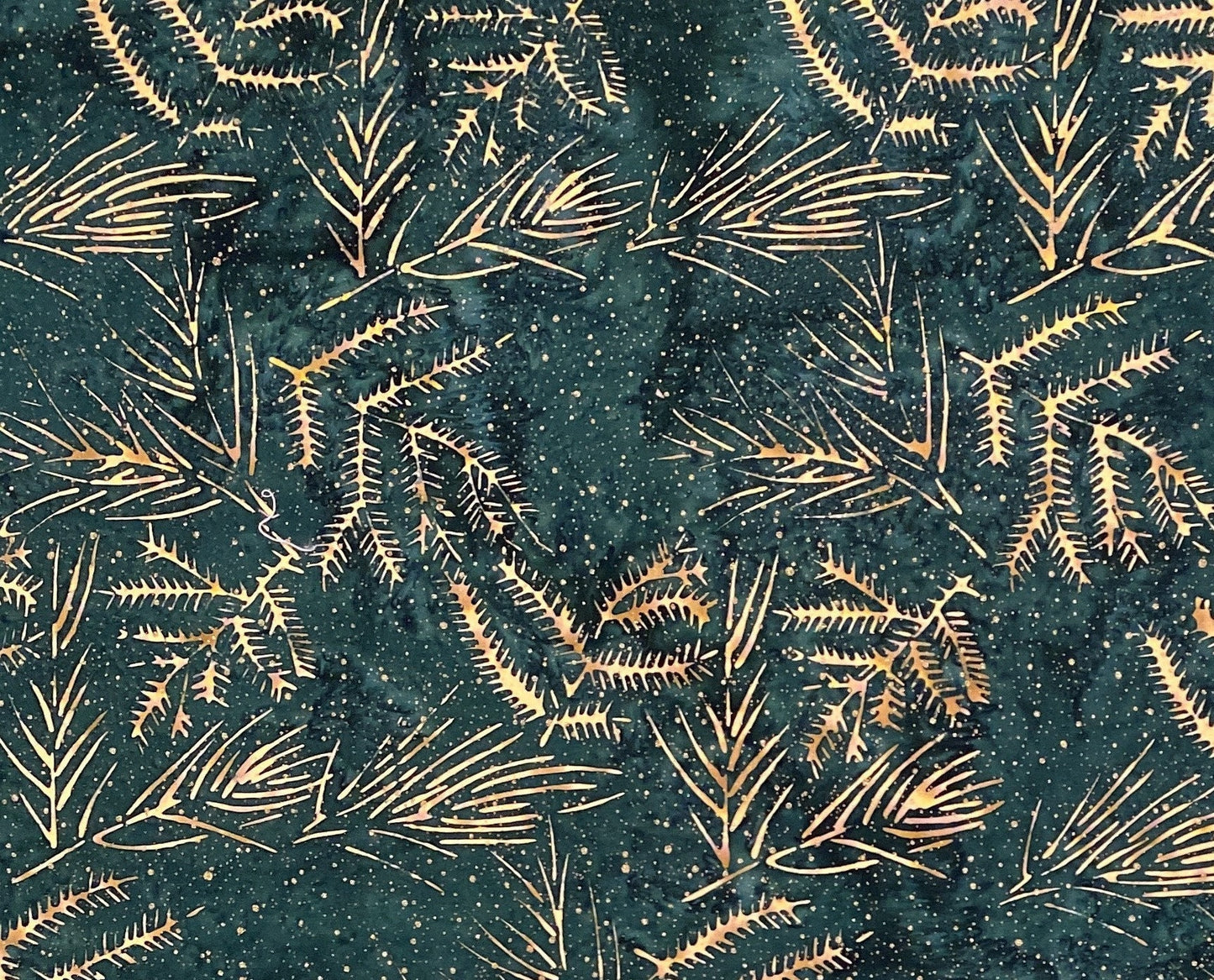 Batik - Emerald Green / Metallic Gold Leaf Pattern