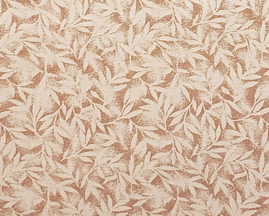 Tan Fabric / Gold Metallic Leaf Print Overlay - Selvage to Selvage Print