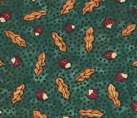 Cynthia Young Hedgehog Productions for Moda - Evergreen Tonal Dot Fabric / Acorns and Gold Leaves