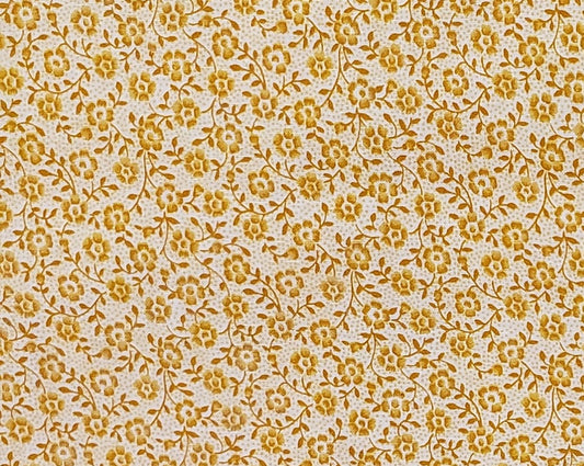 Cranston Print Works - Schwartz Liebman - Gold Tone-on-Tone Flower Print Fabric