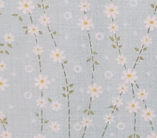 Light Blue Fabric - Daisy-Chain Print - Selvage to Selvage Print