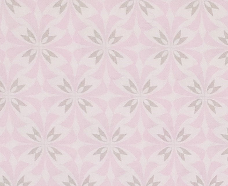 CP52324 Grace Flutter CONCORD HOUSE by Springs Creative Products Group, LLC - Light Pink Fabric / White and Gray Retro Flower Print