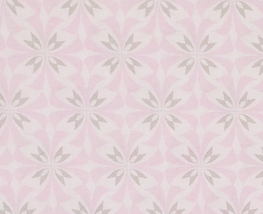 CP52324 Grace Flutter CONCORD HOUSE by Springs Creative Products Group, LLC - Light Pink Fabric / White and Gray Retro Flower Print