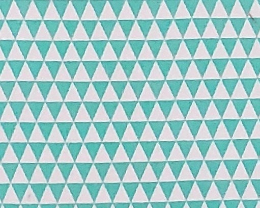 Dark Aqua and White Triangle Illusion Pattern Fabric