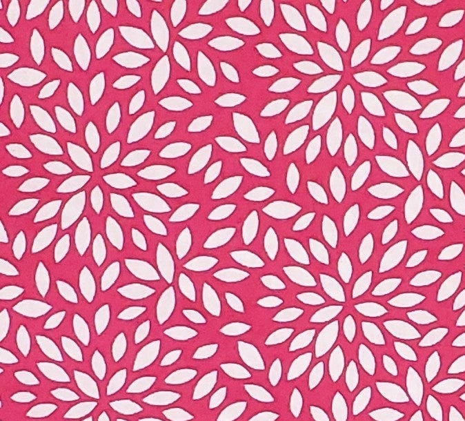 JoAnn Fabric and Craft - Bright Berry Pink Fabric / White Chrysanthemum Print
