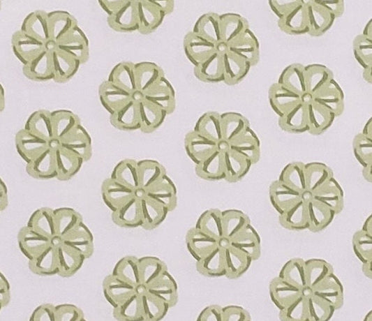 Moda Pattern 22052 - White Fabric / Olive Green Retro Flower Print
