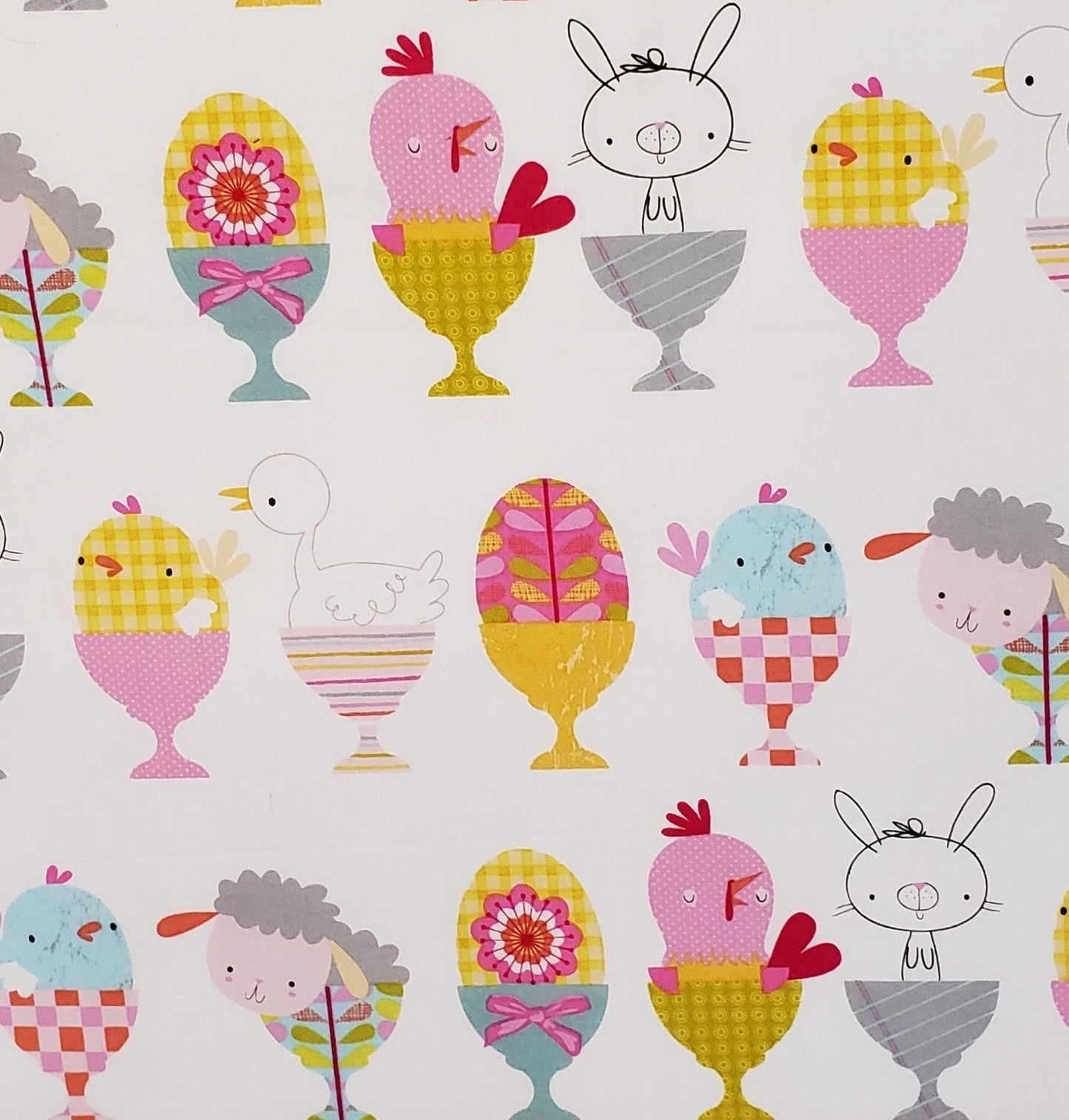 JoAnn Fabric & Craft - White Fabric / Bright Pastel Easter Print