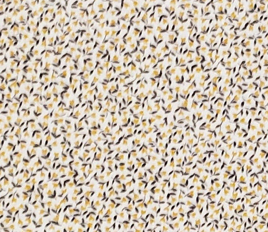 Soft White Fabric / Goldenrod Flowers / Coffee Brown Leaves