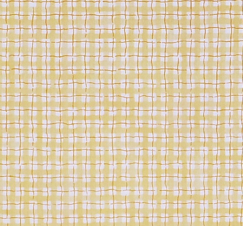 EOB - Barnyard by P&B Textile - Yellow and White Plaid Fabric / Orange Accents