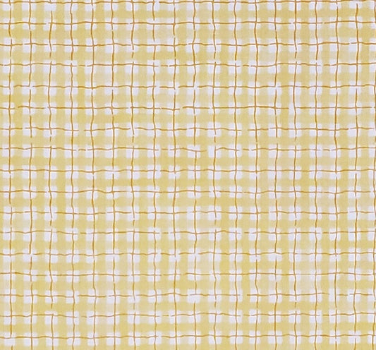 EOB - Barnyard by P&B Textile - Yellow and White Plaid Fabric / Orange Accents