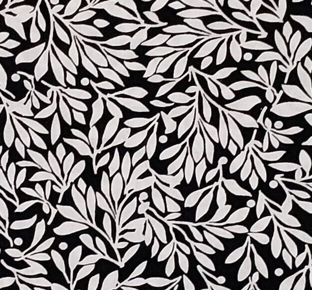 JoAnn Fabrics & Crafts - Black Fabric / White Leaf Print