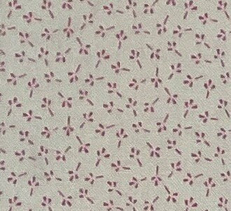 EOB - Savera Fabrics Designed by Virginia Roberts - Vintage Soft White Fabric / Tiny Pink Flowers