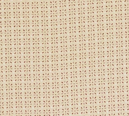 Butter Yellow Fabric / Retro Style Tiny Pink and Burgundy Flowers / Accents of White