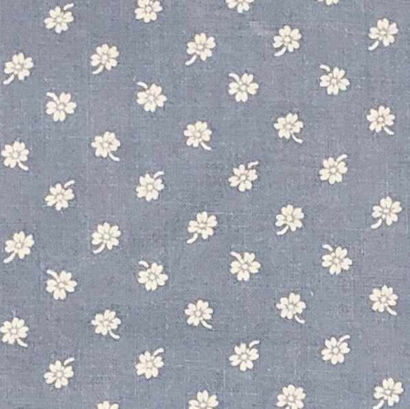 Light Country Blue Fabric / Small White Flowers