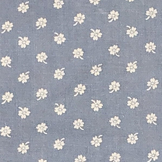 Light Country Blue Fabric / Small White Flowers