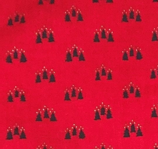 Benartex, Inc. - Red Fabric / Green Christmas Trees Topped with Metallic Gold Dots