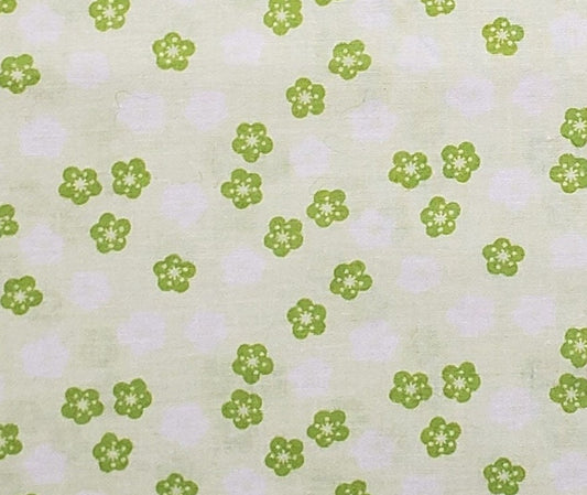 JoAnn Fabric - Pale Green Fabric with Brighter Green and White Flower Print