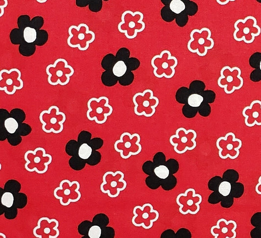 VIP by Cranston 2011 Cranston Print Works - Red Fabric with Black and White Flowers