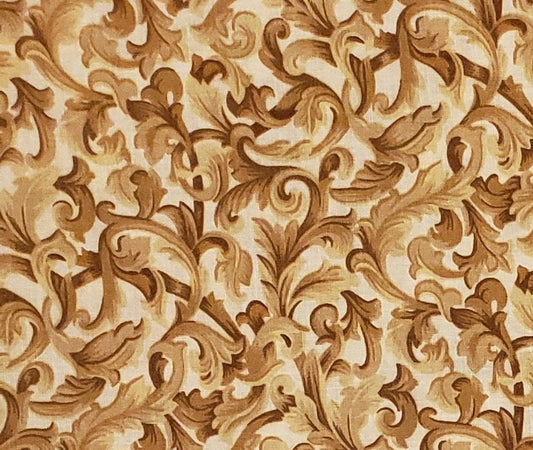 Fabric - Shades of Gold in a Brushstroke Swirled Pattern