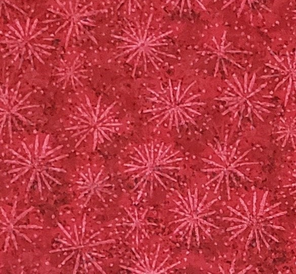 Red Tone-on-Tone Fabric - Fireworks/Starburst Pattern