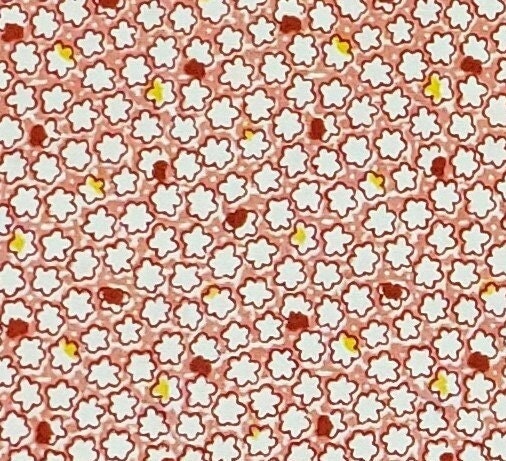 Pink Fabric / White, Yellow and Red Flower Pattern