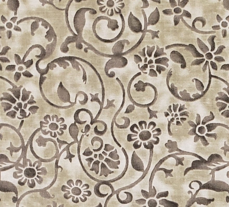 Olive Tone-on-Tone "Baroque Style" Print Fabric