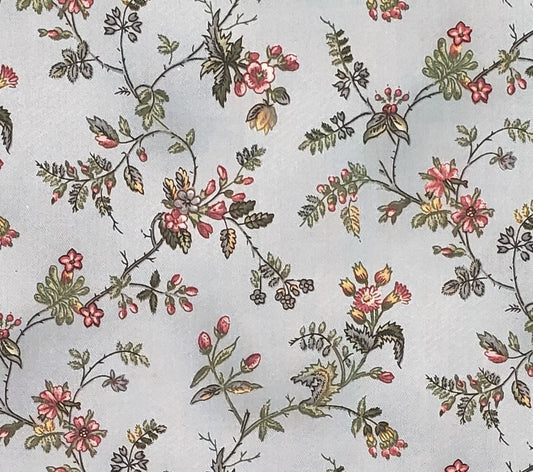 Versailles Cheri L. Strole by SSI - Slate Blue Tonal Fabric / Blue, Dark Red, Gold and Green Floral Print