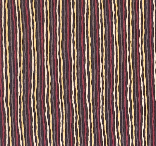 Do The Funky Chicken by Sandy Gervais for Moda - Burgundy, Black, Dark Olive and Tan Wavy Stripe Pattern Fabric