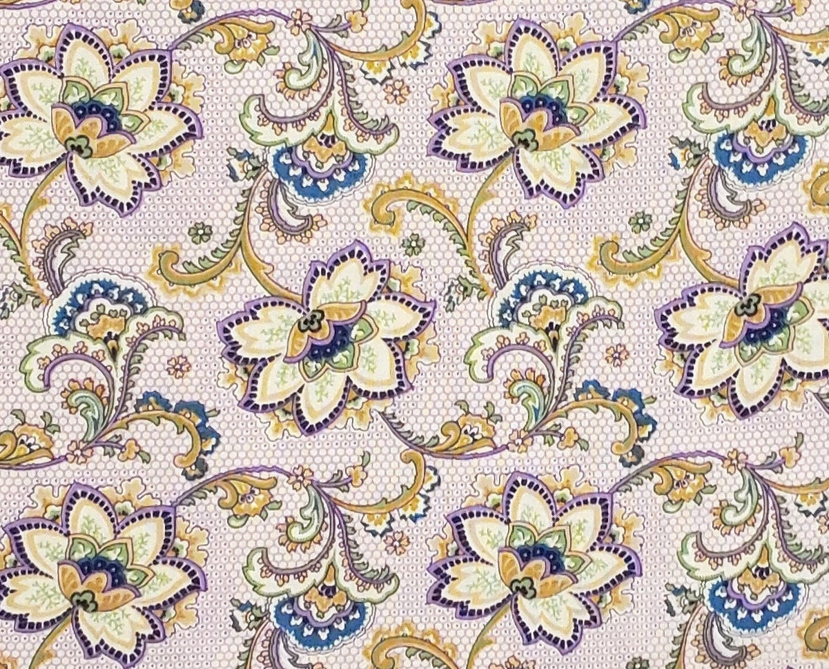 Fleur de lis Cheri L. Strole Licensed to SSI Inc. - Pink Fabric / Mesh-Like Overlay / Gold Flowers / Purple Outline