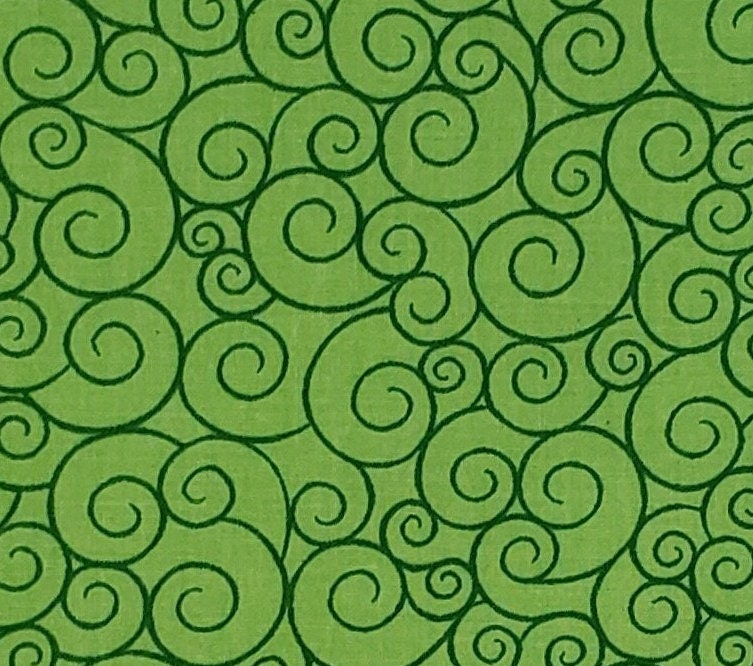 Bright Green Fabric / Dark Green Swirls