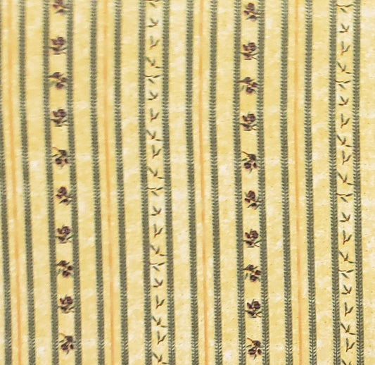 Debbie Mumm for Jo-Ann Fabric / Gold, Green and Orange Stripe Fabric / OOP Out of Print / Hard to Find