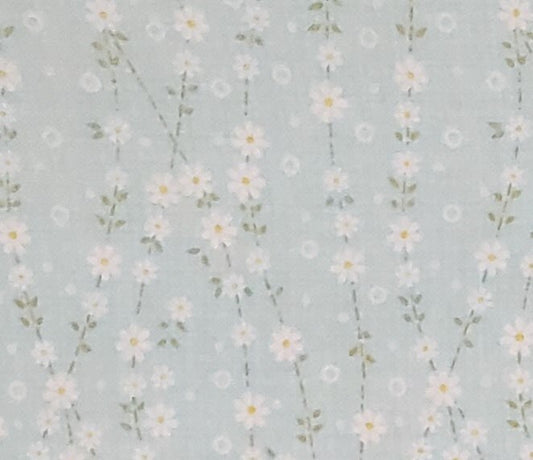 Light Blue Fabric / Daisy Chain Pattern - Selvage to Selvage Print