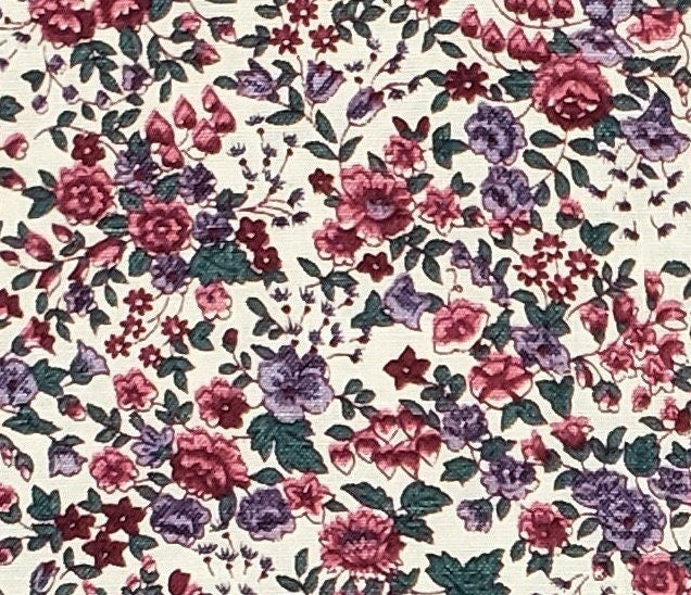 A VIP Cranston Print Works - White Fabric / Pink and Purple Floral Pattern