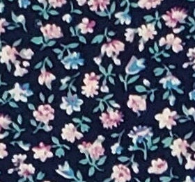 Peter Pan Fabrics - Dark Blue Fabric / Pink and Blue Flowers