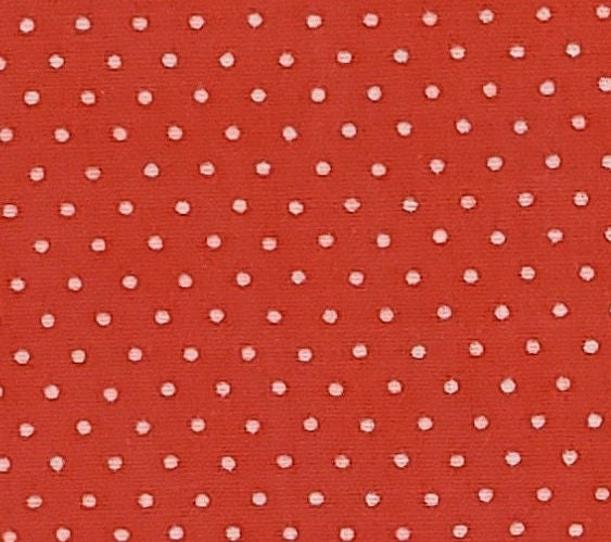 Tomato Red Fabric - Small White Dots