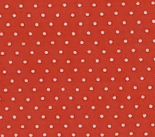 Tomato Red Fabric - Small White Dots