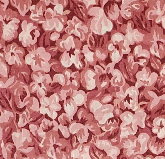 Dark Dusty Pink Tone-on-Tone Floral Print Fabric