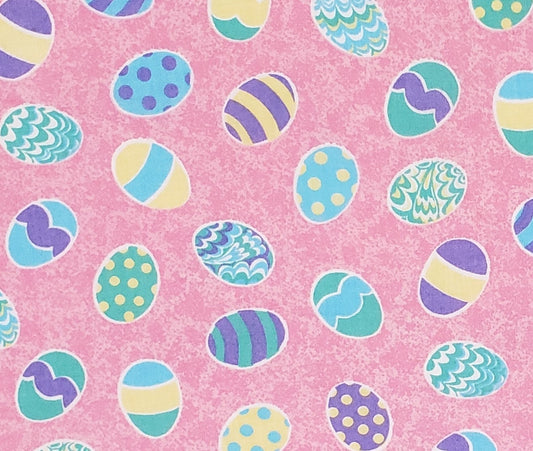 Pink Fabric - Pastel Easter Egg Print