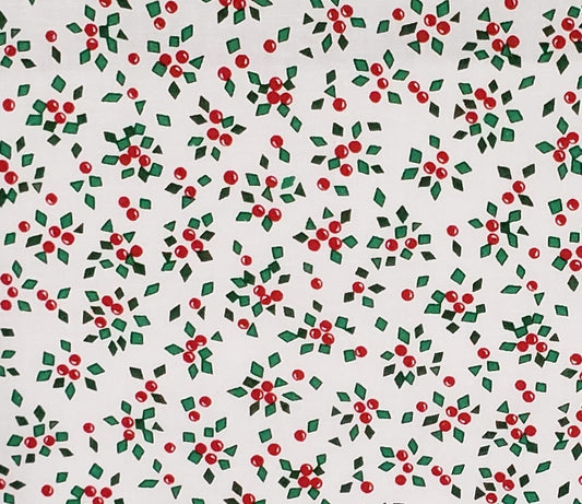 White Fabric - Geometric Holly Print