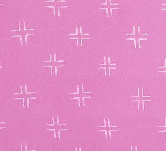 2016 #1544 Cloud9 Collective Brush Strokes by Holly Degroot Trellis - Pink Fabric / White Cross Pattern