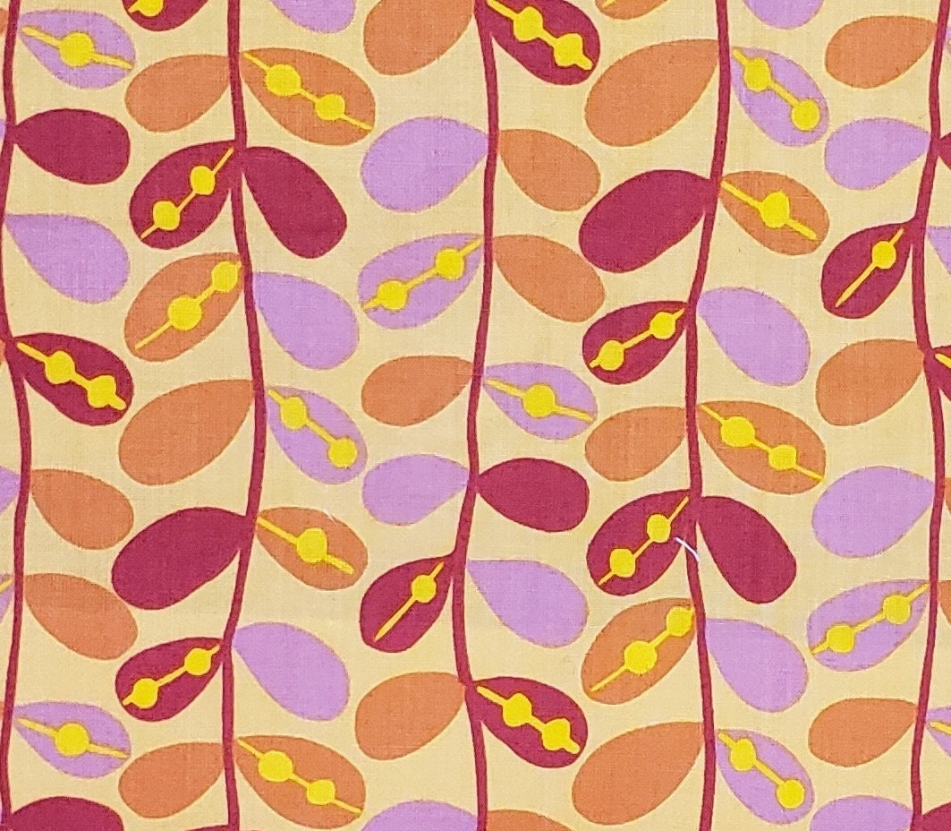 Created by Kim Schaefer for Andover Fabrics 2012 Patt 5794 - Pale Orange Fabric / Berry, Lilac and Orange Leaf Vine Pattern