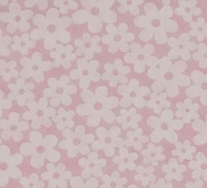 Robert Kaufman Pimatex Basics Screen Print D# BKT6004 - Pale Pink Fabric / White Retro Flower Print