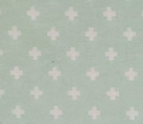 JoAnn Fabric & Craft - Mint Fabric / White Cross Pattern