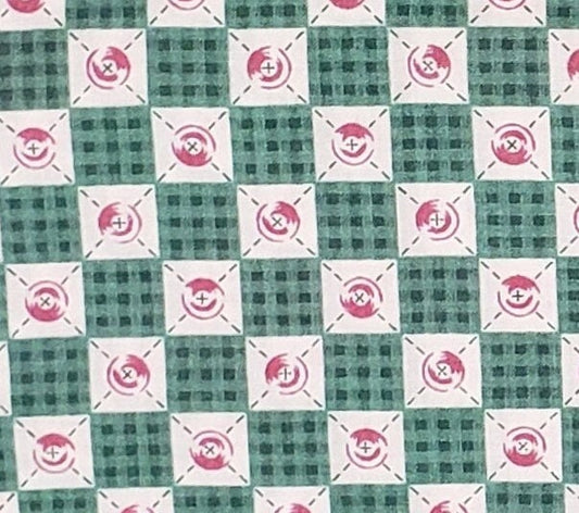 EOB - Fabric Traditions 1994 #1310 - Vintage-Style Checkerboard, Button and Plaid Print