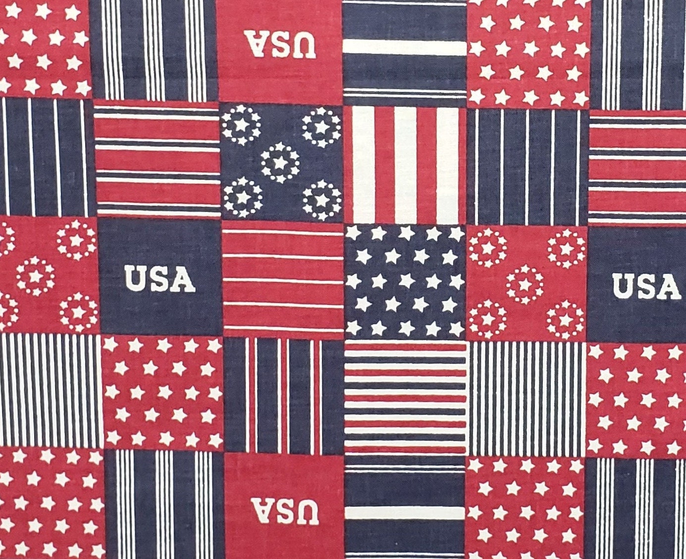 Galaxy Patriotic Prints - Patriotic Americana - Red/White/Blue Patchwork Fabric Featuring USA, Stars, Stripes