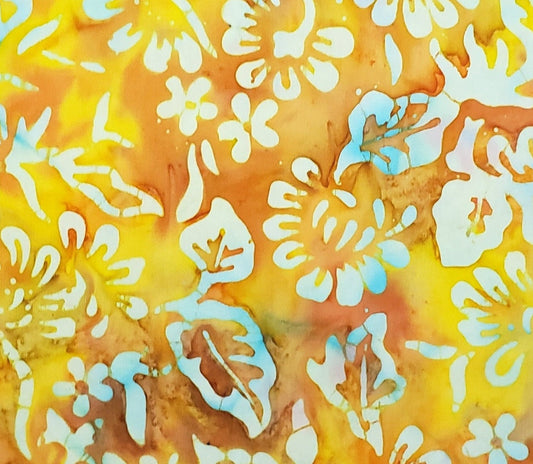 BATIK - Bright Yellow, Orange and Blue Flower Print