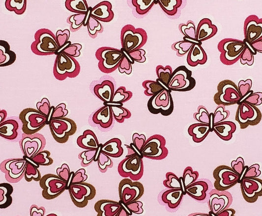 JoAnn Fabric - Light Pink Fabric with Dark Pink and Brown Butterfly Print