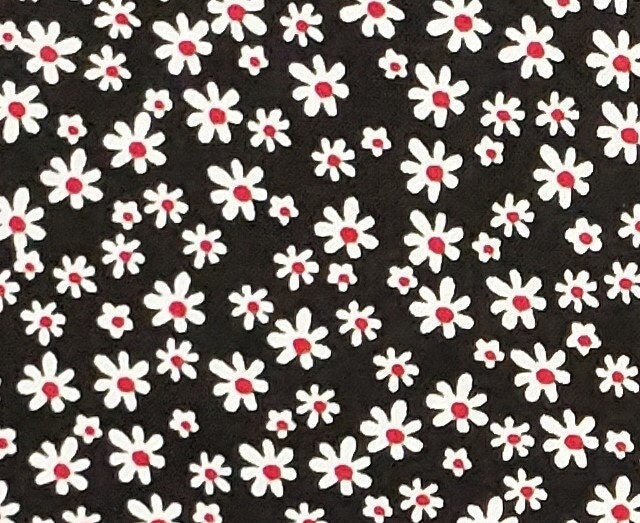 JoAnn Fabric - Black Fabric / White Flowers with Red Centers